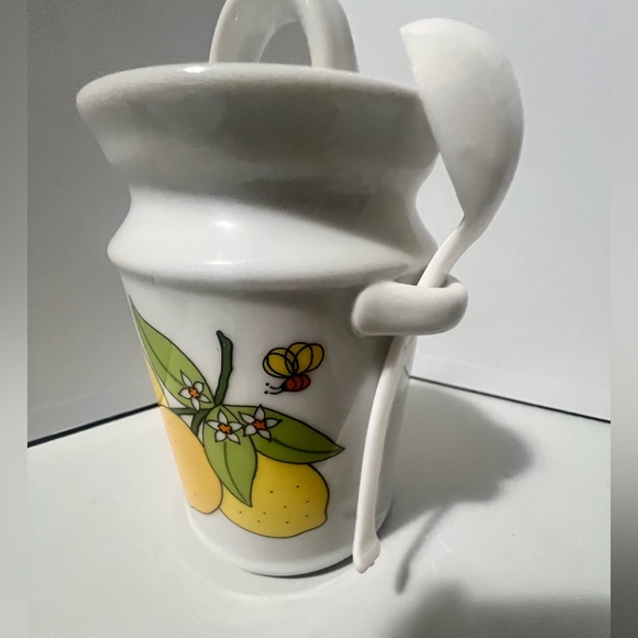 Vintage Retro Sugar Jar Kitsch Lemons Floral Bee 60s Ceramic Japan Lorrie Design - Picture 7 of 11
